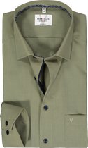 MARVELIS modern fit overhemd - structuur - olijfgroen - Strijkvrij - Boordmaat: 45
