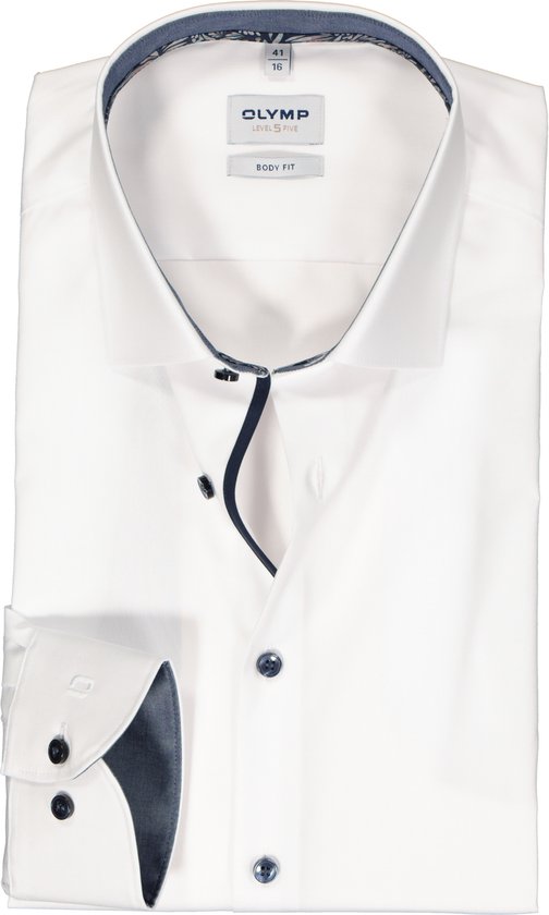 Chemise OLYMP Level 5 body fit - popeline - blanc - Repassage facile - Taille de col : 38