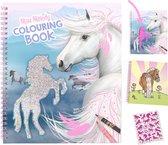 Miss Melody paarden kleurboek met pailletten op cover + stickervel met o.a. roze paardjes