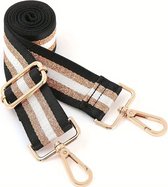 Bag strap stripe - goud metaal - schouderband - tassenriem - tasriem- schouderriem - zwart goud Rose - Tas hengsel - Tassen band - cameratas band - cross body - verstelbare riem - bag belt - handtas bandje