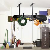 Crochets de rangement pour plafonds de garage en acier, support de rangement robuste pour suspendre du bois, des vélos, des outils, système de rangement stable, lot de 2, noir