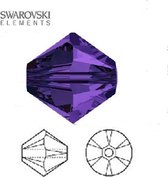 Swarovski Elements, Xilion Bicone (5328), 8mm, purple velvet, 24 stuks.