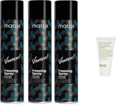 3 x Matrix Vavoom Freezing Spray - Extra Full - Haarspray voor extra stevige fixatie, definitie en volume - 500 ml + WILLEKEURIG Travel Size