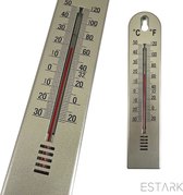 ESTARK® Thermometer - Buitenthermometer - Binnenthermometer - Metalen Binnen Buiten Thermometer - Grijs - Thermometer voor aan Muur Gevel - Kwik - Draadloos - Min/Max - Muurthermometer - Kozijnthermometer - Temperatuurmeter - Thermometer Grijs 20cm