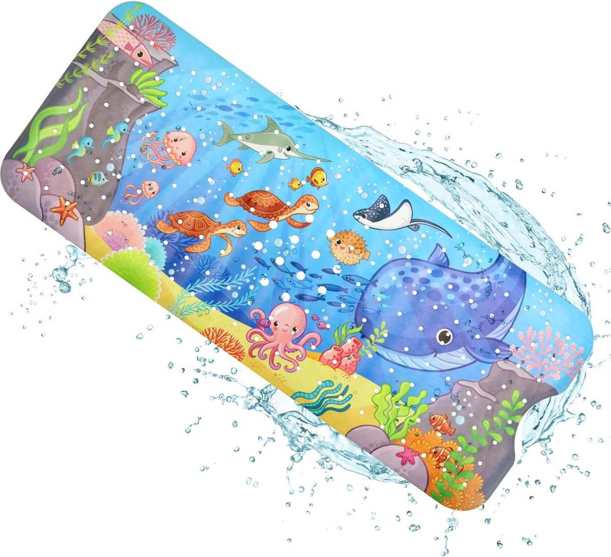 Badmatten, Kinderbadmat, Antislip Badmat, Antislipmat, Douchemat, 100 x 40 cm, Walvis Kids Cartoon, met 200 Zuignappen, BPA-Vrij, Schimmelbestendig, Machinewasbaar