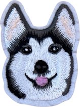 Husky Hond Honden Strijk Embleem Patch 4.5 cm / 6.2 cm / Wit Grijs Zwart