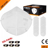 Neo Tools stofmasker halfgelaatsmasker - FFP2 - 5 laags - CE gecertificeerd - XXL pack 100 stuks