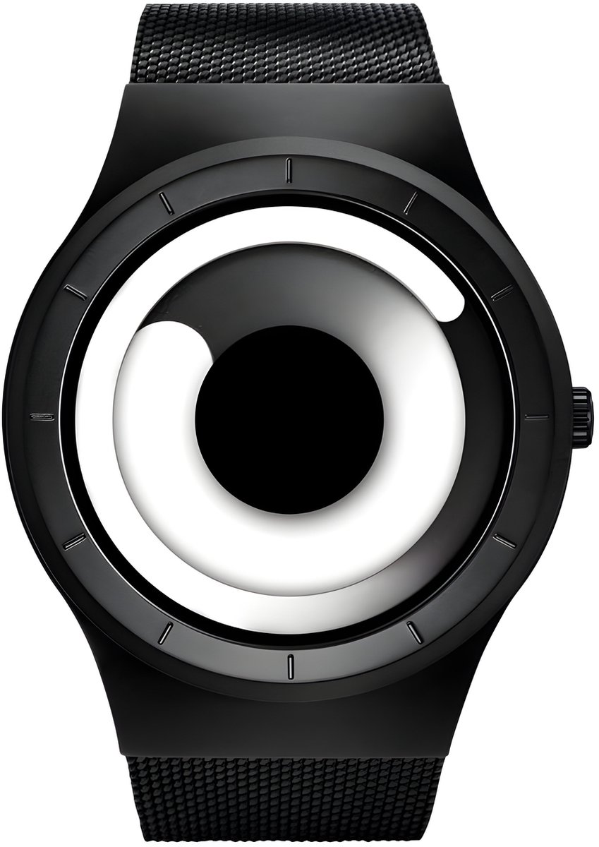 SINOBI 2.0 - Originele Smartwatch - Horloge heren - Quartz horloge met stalen Band (zwart + wit) - Lichtgevende wijzers