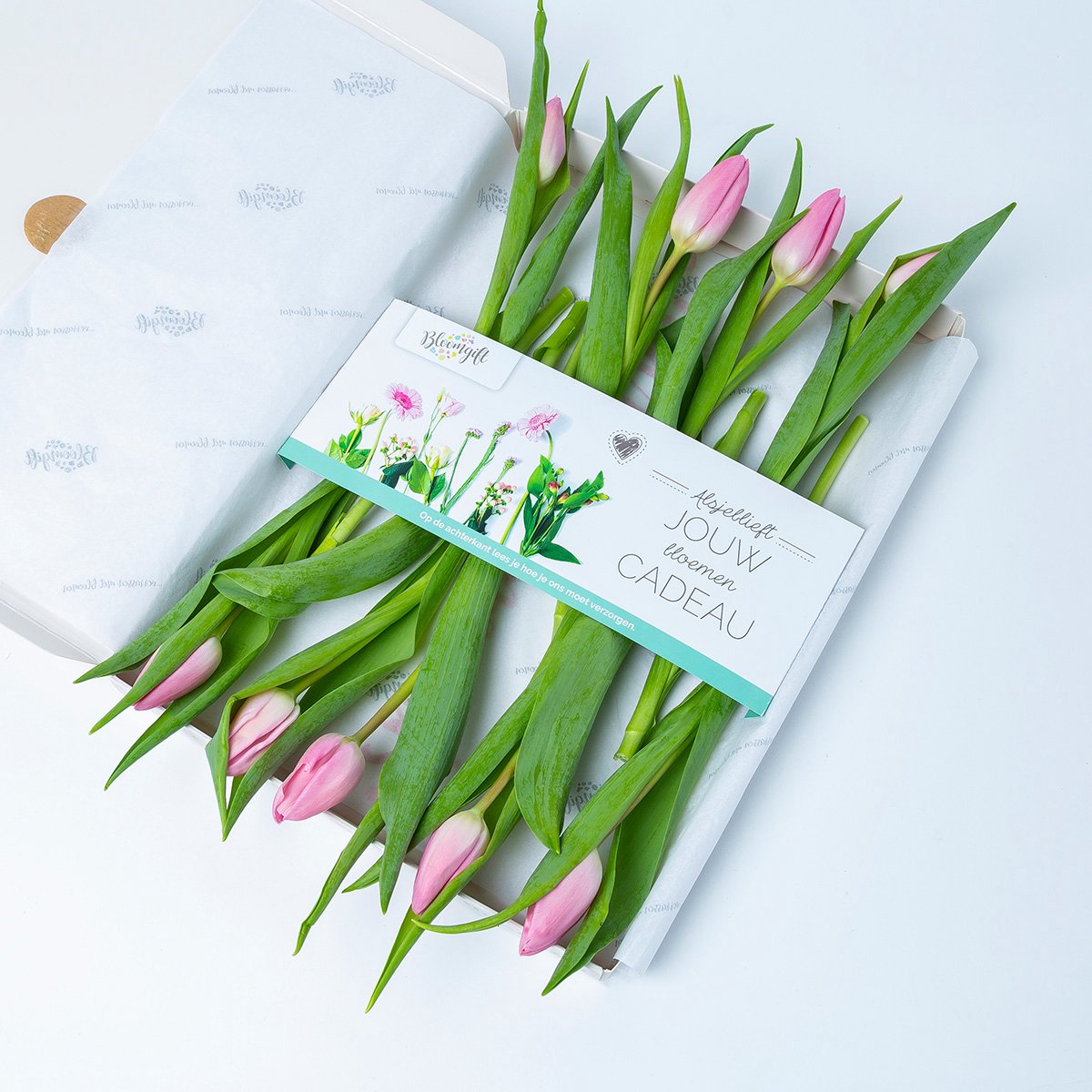 BloomGift | Brievenbus bloemen | Roze tulpen | Brievenbus Cadeau | 100% Vers