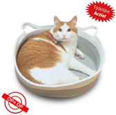 Doxie®️ Kattenmand – Kattenkussen – Kattenbed – Kattenmandje – Wasbaar – Rond ⌀ 40 cm – Wit/Grijs