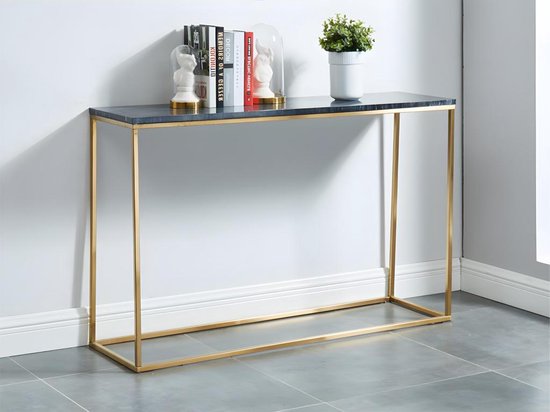 PASCAL MORABITO Table d'appoint Design ARETHA - Marbre et métal - Zwart et or - par Pascal Morabito L 120 cm x H 76 cm x P 35 cm