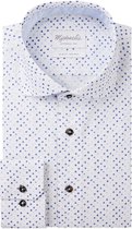 Michaelis slim fit heren overhemd - popeline - lichtblauw dessin - Strijkvriendelijk - Boordmaat: 41
