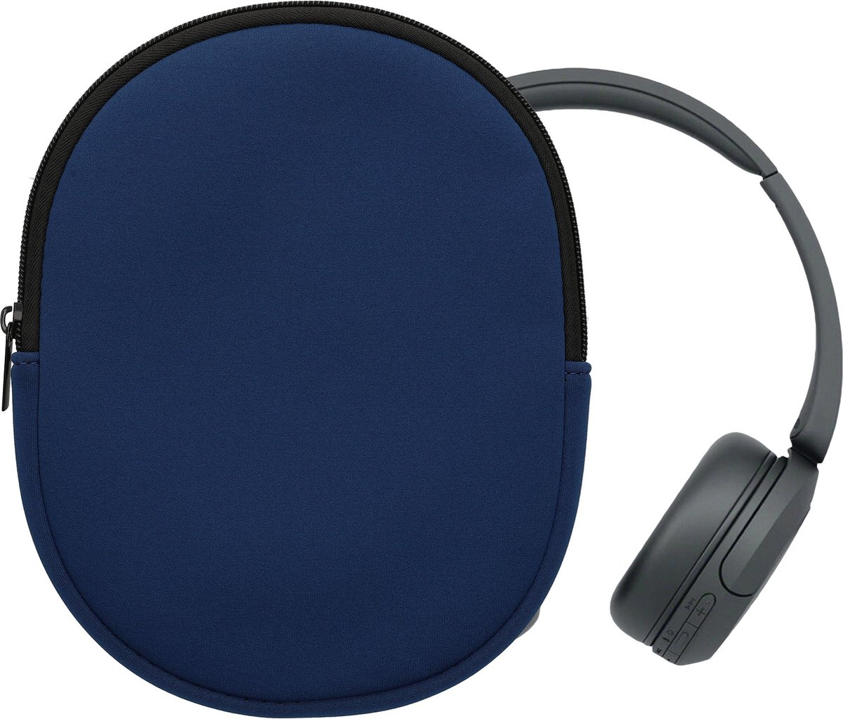kwmobile hoes geschikt voor Sony WH-CH520 / WH-CH510 - 22,5 x 17 cm - Beschermhoes voor headset in donkerblauw - Van neopreen