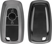 kwmobile autosleutel hoesje geschikt voor Ford 2-knops autosleutel Keyless Go - autosleutel behuizing in mat zwart / zwart
