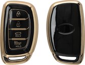 kwmobile autosleutel hoesje geschikt voor Hyundai 4-Tasten Sonata Tucson Ioniq - autosleutel behuizing in zwart / goud
