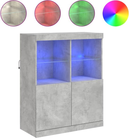 vidaXL Dressoir met LED-verlichting 41x37x67 cm betongrijs
