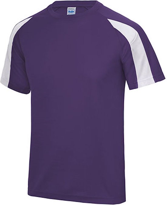 Just Cool Vegan Unisex T-shirt 'Contrast' met korte mouwen Purple/White - S