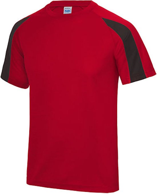 Just Cool Vegan Unisex T-shirt 'Contrast' met korte mouwen Red/Black - S