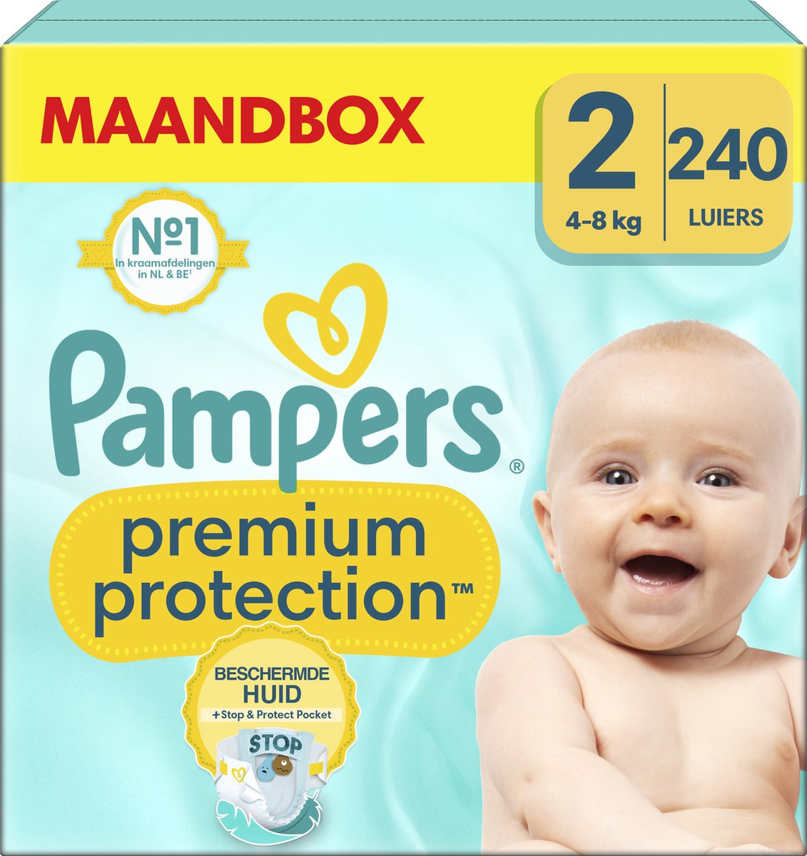 Pampers Premium Protection - Maat 2 (4kg-8kg) - 240 Luiers - Maandbox - Pampers