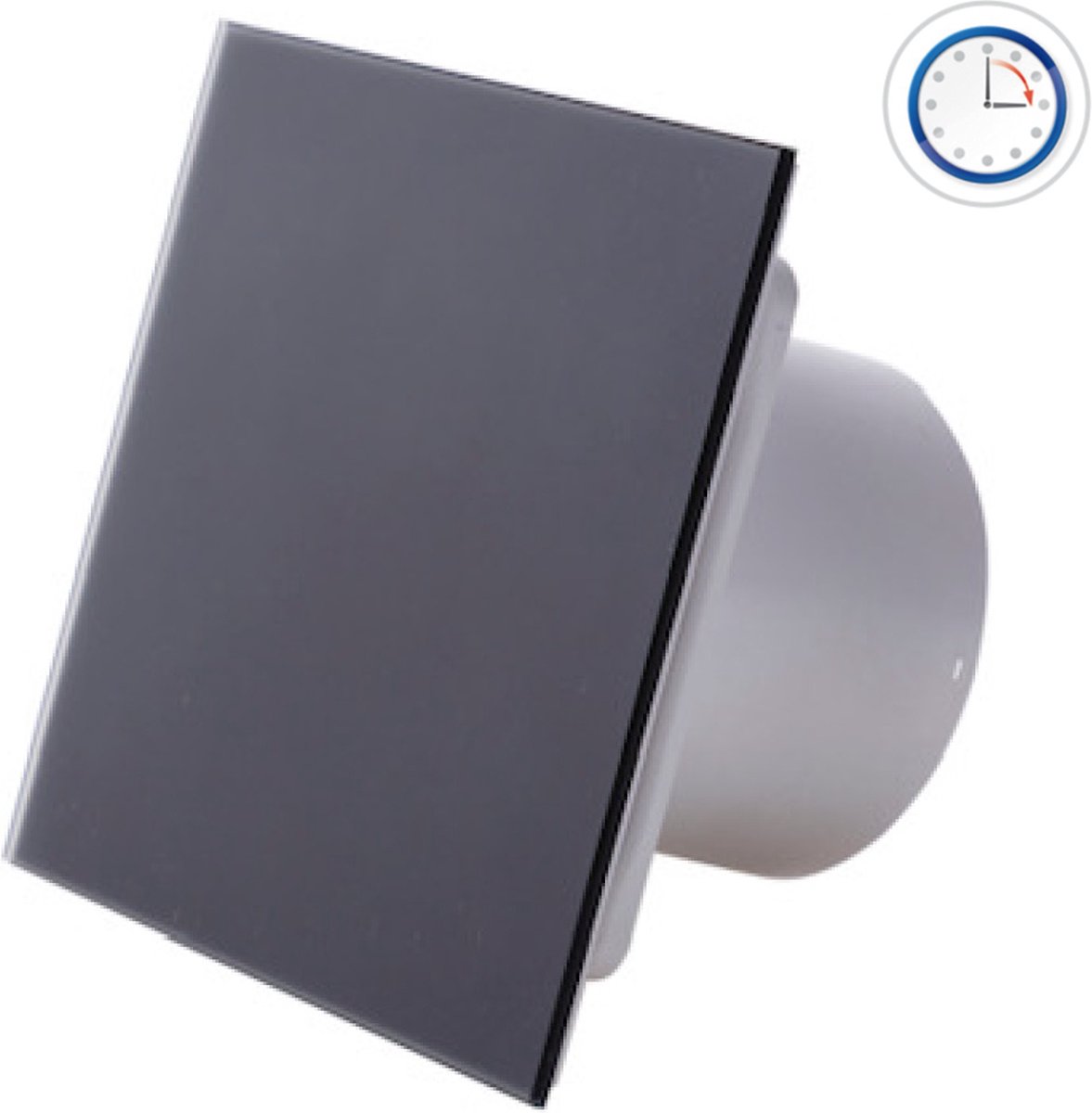 Silent badkamerventilator 125 mm met Timer - 145 m³/h - Mat zwart glas