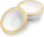 MATANA 20 Premium Witte Kunststof Schalen met Gouden Rand, Plastic Kommen (360ml) - Elegant, Stevig en Herbruikbaar - Bruiloften, Verjaardagen, Kerst, BBQ, Feesten