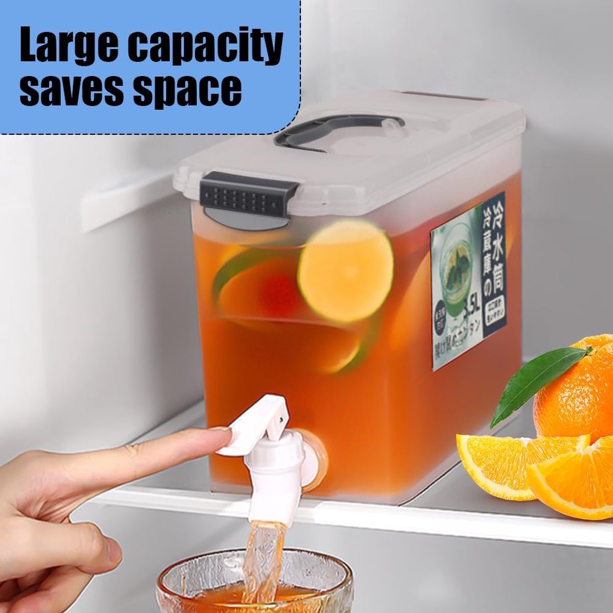 Drankdispenser citroenwaterdispenser sapdispenser 3 5 liter met kraan geschikt voor koude dranken sappen cocktails handig om te koelen