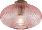 Olucia Charlois - Design Plafondlamp - Aluminium/Glas - Roze;Goud - Ovaal - 30 cm
