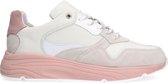 Manfield - Dames - Witte leren sneakers met roze zool - Maat 38