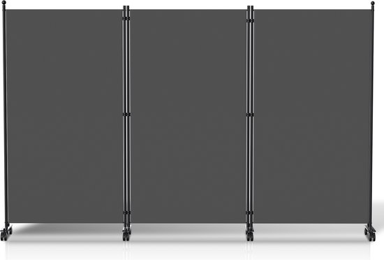 Kamerscherm op wielen met 3 panelen - 263 x 181 cm - Kamerverdeler Tuin Spaanse Muurscheiding Antraciet