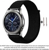 Zwart Nylon sporthorlogeband voor bepaalde 20mm smartwatches van verschillende bekende merken (zie lijst met compatibele modellen in producttekst) - Maat: zie foto – 20 mm black nylon smartwatch strap