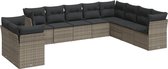 vidaXL - 10-delige - Loungeset - met - kussens - poly - rattan - grijs