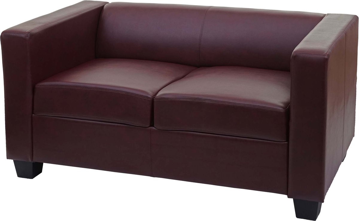 MCW 2-zits bank loungebank Lille ~ kunstleder, roodbruin