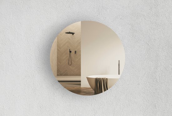 Ronde Spiegel - Badkamerspiegel - Brons - Diameter: 70 cm - Dikte: 4 mm - In Nederland Geproduceerd - Incl. Spiegelmontageset - Top Kwaliteit Wandspiegel Zonder Lijst