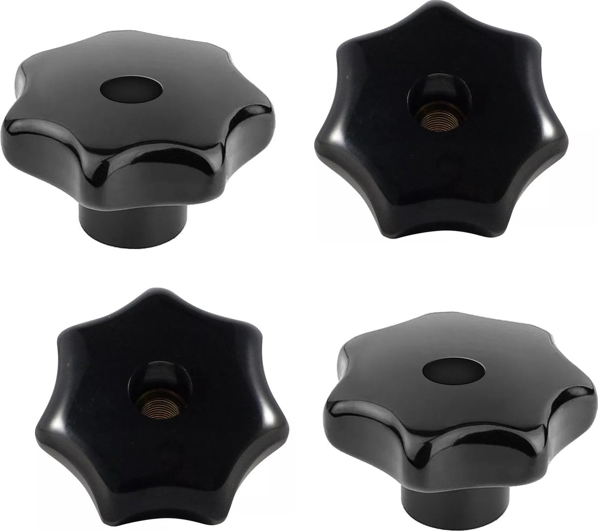 M8 Sterknop rond 40 mm met ijzer draadbus - Doorlopenddraad - per 2 stuks - Stergreep