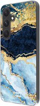 HappyCase Hoesje met leuke Blauw Marmer Print Geschikt voor Samsung Galaxy S24 | Flexibel TPU | Stijlvolle Back Cover