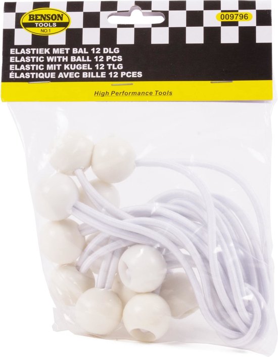 Elastiek met bal wit - 12 delig - Spanelastiek - 17cm - Benson van Benson — afbeelding 3
