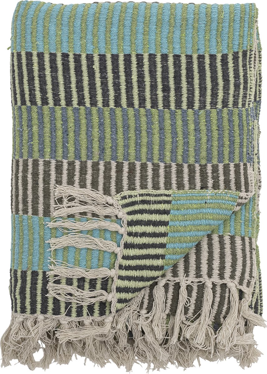 Creative Collection - Isnel Plaid - Gerecycled katoen - 130x160 cm - blauw