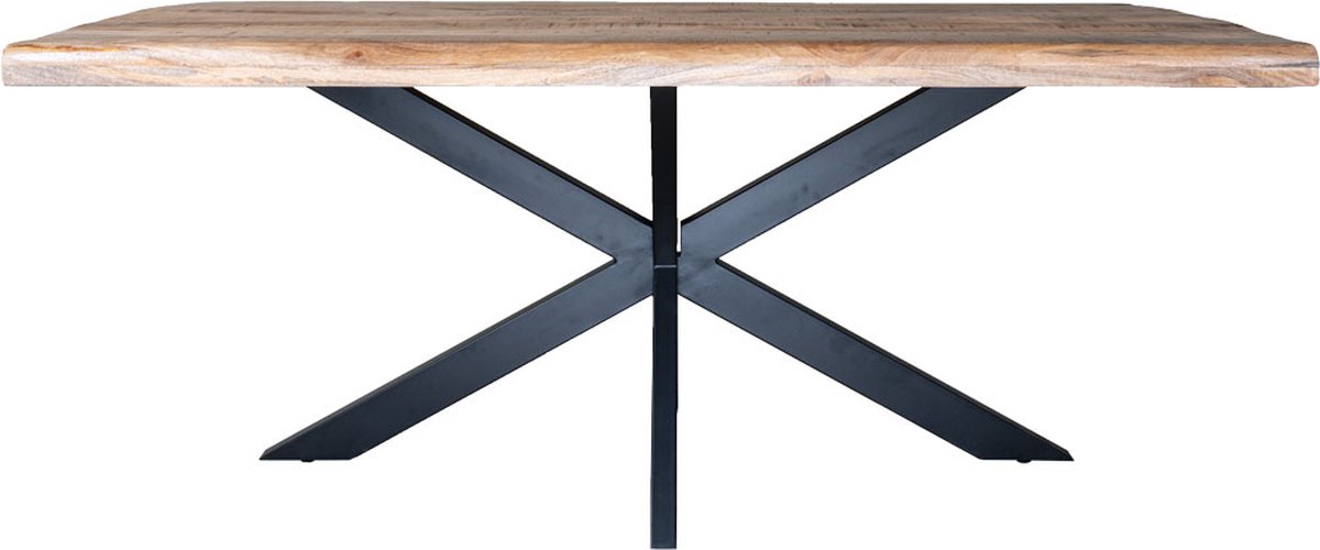 Home67 Eettafel Arvu 260 cm - Mangohout Spinpoot - Industrieel - Rechthoek - 8 tot 10 personen - Keukentafel Bruin