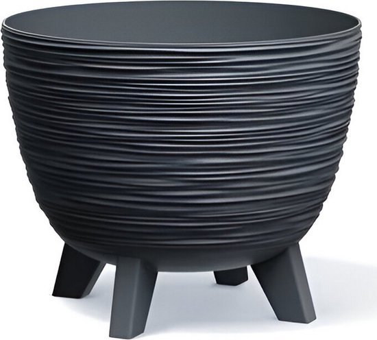 Prosperplast Furu Eco Wood-Naturo - Pot de fleurs avec pieds / Jardinière - Résistant aux UV ⌀ 395mm - Anthracite