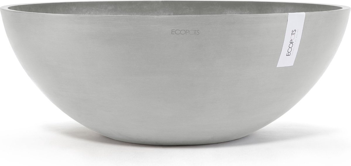 Ecopots Vienna 70 - White Grey - Ø70 x H25,3 cm - Ronde witgrijze bloempot
