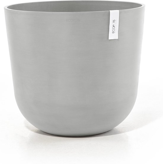 Ecopots Oslo 55 - White Gris - Ø55 x H48,5 cm - Pot de fleur / cache-pot rond blanc-gris