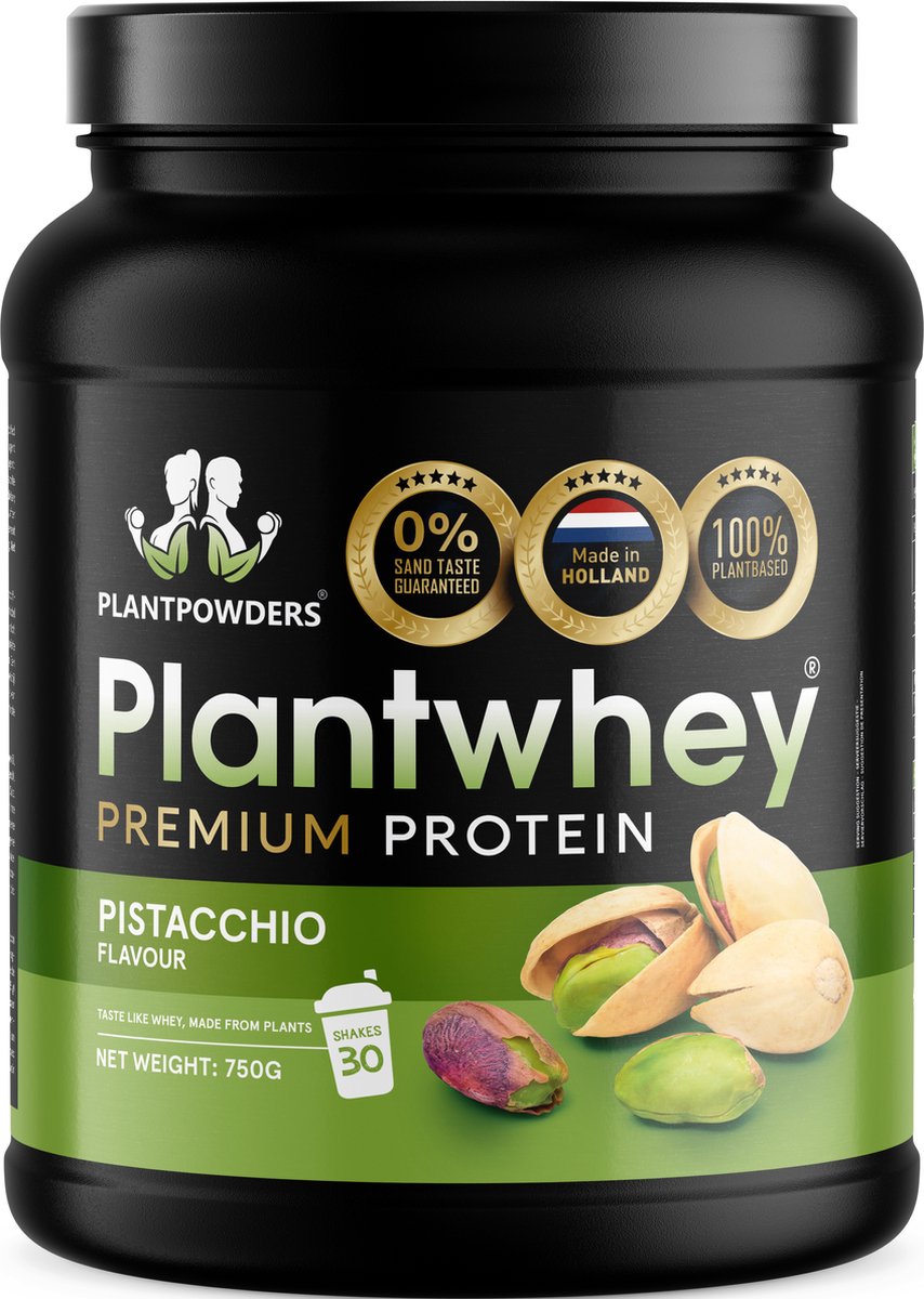 Goedkoopste Plantpowders - Plantwhey® - S'Werelds Eerste Plantaardige Eiwitshake Zonder Zandsmaak! - Lactosevrij - Proteïne Poeder - Eiwitpoeder - Vegan Proteïne Shake - Pistache - 750 gram (30 shakes