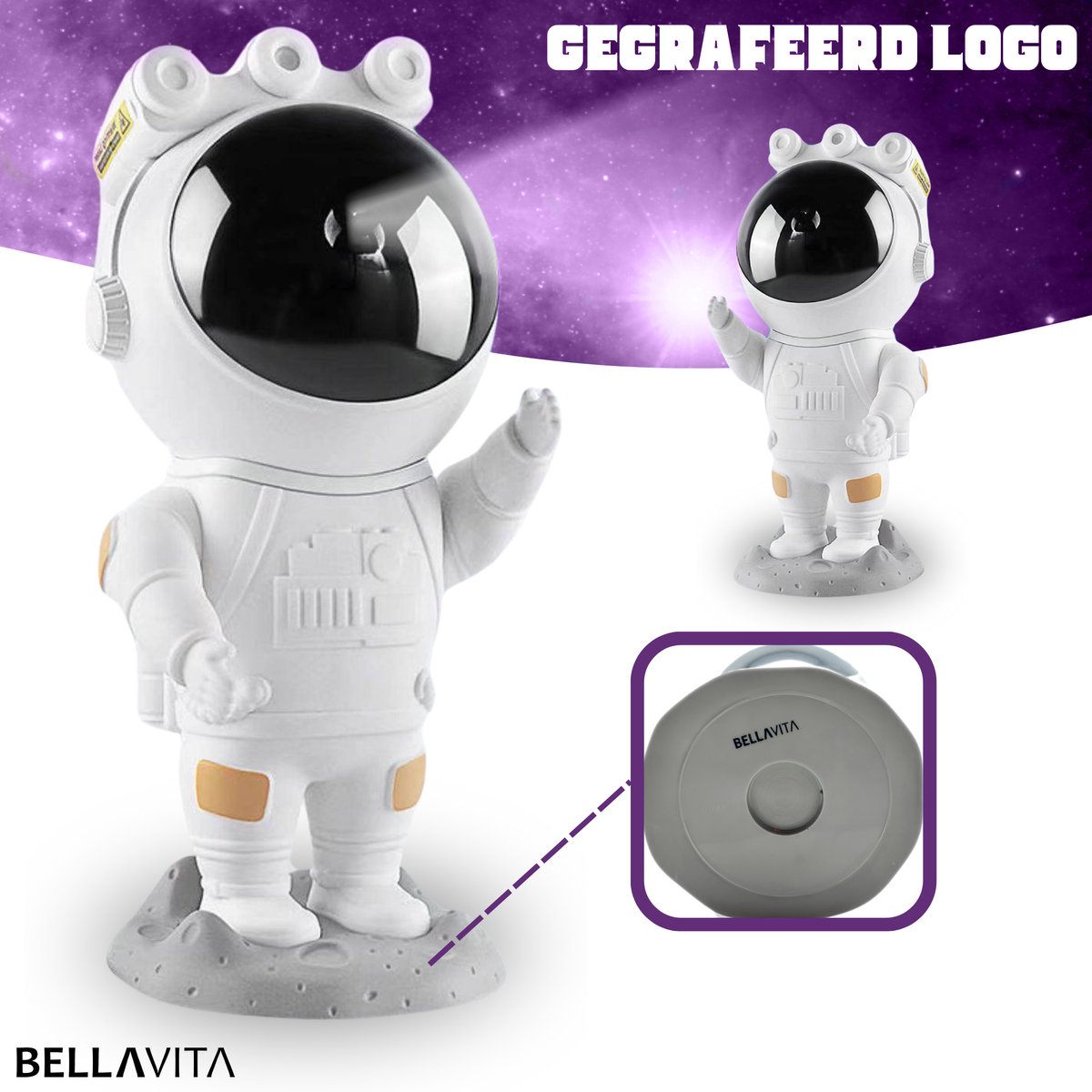 BELLAVITA ® Astronaut Sterren Projector - Galaxy Projector - Sterrenhemel - Astronaut - Lamp - Sterren - Nachtlamp - Kind - Kinderen - Kids - Lamp voor kids – foto 4