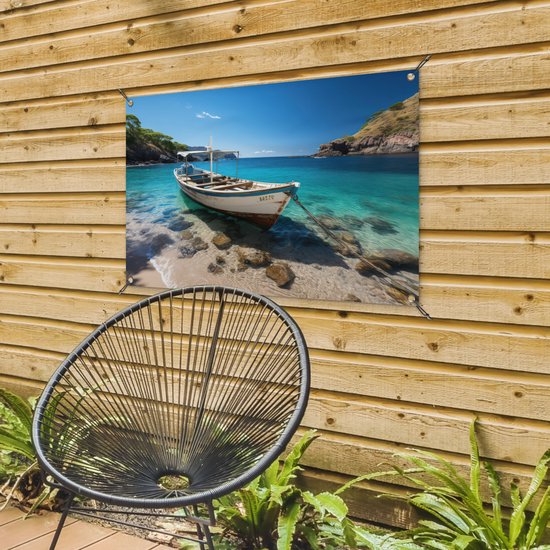 Affiche de jardin bateau - Décoration de jardin - 90x60 cm - Toile de jardin - Décoration maritime - Décoration murale pour extérieur - Affiche de clôture maritime - Tableaux de jardin - Décoration murale de jardin - Posters de jardin..