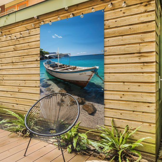 Affiche de jardin bateau - Décoration de jardin - 120x180 cm - Toile de jardin - Décoration maritime - Décoration murale extérieure - Affiche clôture maritime - Tableaux de jardin - Décoration murale de jardin - Posters de jardin