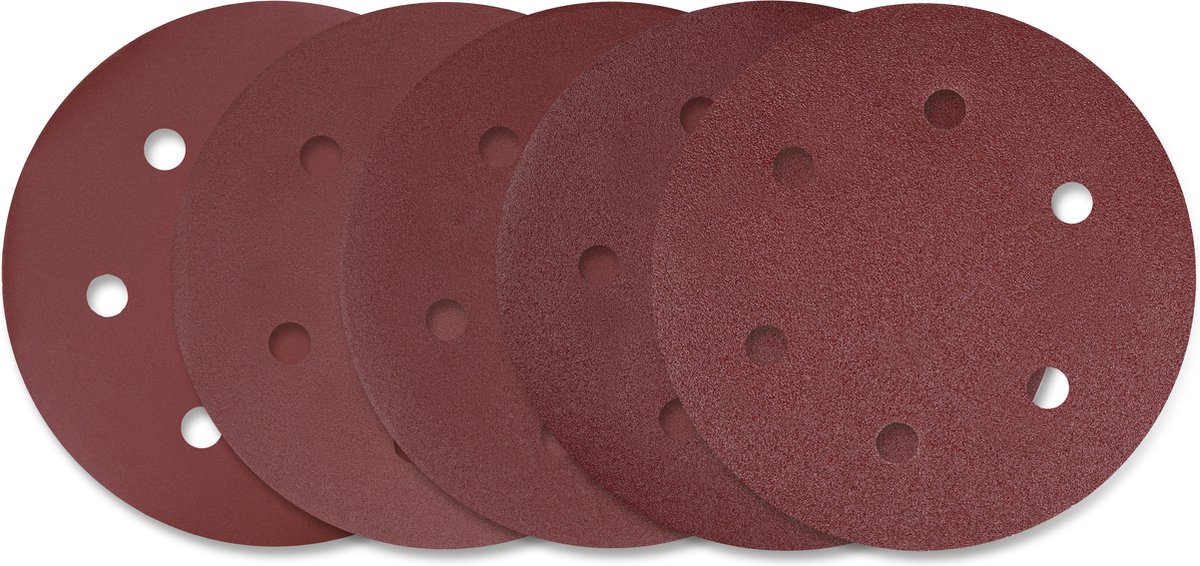 FERM - DSA1001 - Schuurpapier - set - Diameter - 225mm - Klittenband- bevestiging - 25st - Bestaande uit - G60 -G120 - G180 - G240 - G400 - elk 5 stuks - voor - Gipsplaat - schuurmachines - Zeer geschikt voor - DSM1010 - Telescopische - schuurmachine