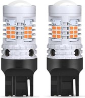 TLVX T20 7440 W21W No Hyper Flash LED Oranje Canbus knipperlichten / Richtingaanwijzer / P21W / Flashing Lights Orange / LED Bulbs / Bayonet fitting / Ingebouwde weerstand / Storingsvrij / 2 stuks