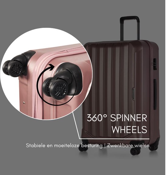 ©TROLLEYZ - Bali No.22 - Reiskoffer 78cm met TSA slot - Dubbele wielen - 360° spinners - 100% ABS - Reiskoffer in Cosmopolitan Pink - TrolleyZ