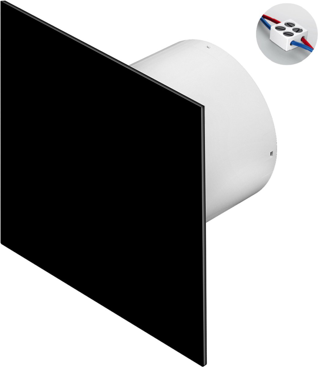 Silent badkamerventilator 125 mm - 145 m³/h - Zwart glans glazen front