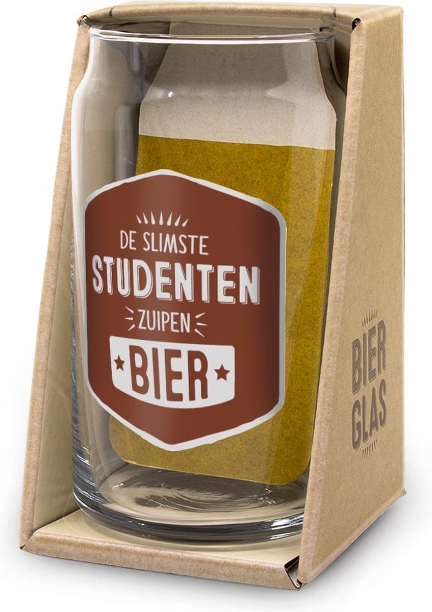 Bierglas - Studenten - Doosje met tekst - In cadeauverpakking